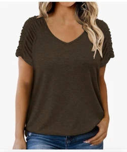 Womens V-Neck Short Sleeve Tunic Top Size M - Picture 1 of 4