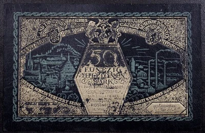 PÖSSNECK 1923 RARE Black LEATHER Gold Metallic 50 Million Mark Inflation Notgeld - Image 1 of 2