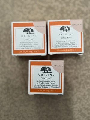 3x Origins Ginzing освежающий крем для глаз Brighten And Depuff 0,5 унц/15 мл - В КОРОБКЕ - Изображение 1 из 4