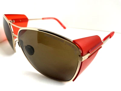 Gafas de sol PORSCHE DESIGN P 8600 B titanio de gran tamaño para hombre y mujer plateadas/rojas. Foto 1 de 4