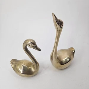 Estatuillas de gansos cisnes de latón macizo MCM pisapapeles de colección 6 pulgadas - Imagen 1 de 5