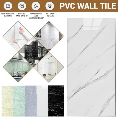 1-50Pcs Self Adhesive Marble Wall Tiles 23.6"x11.8" PVC Marble Sheet Wall Panel - Image 1 of 4