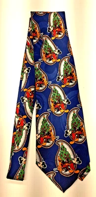 Corbata de seda de Navidad The Disney Store 57 x 4 pulgadas azul marino Mickey Mouse Plutón Foto 1 de 4