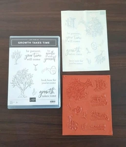 Juego de estampillas de goma Stampin Up Growth Takes Time sin usar 161497 - Imagen 1 de 3