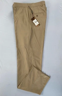 Pantalones de vestir Linea Naturale Travel Genius frente plano de microfibra en color topo. 31R Nuevo con etiquetas Foto 1 de 4