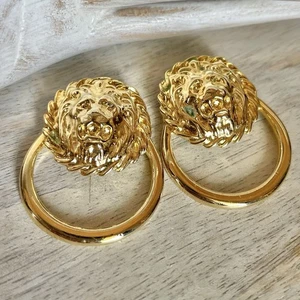 VTG Gold Tone Articulated Lion Door-Knocker Shoe Clips - Picture 1 of 7