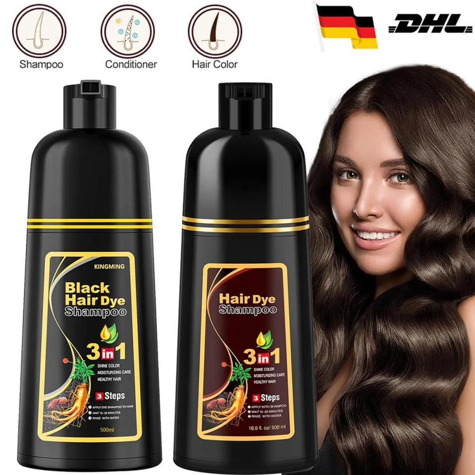 IIIMEIDU Verdunkelung Schwarzes Braun Haarfarbe Shampoo Haar Färben Black Hair Dye 500ml