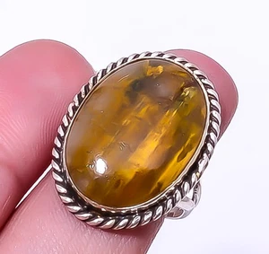 Satellite - Aka Ring Honig Stein versilbert größenverstellbar (34)|Weihnachtsgeschenk - Bild 1 von 6