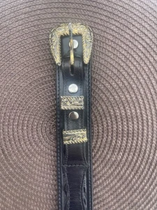 Crumrine 22K Gold on Sterling Silver Belt Buckle with Keepers – Size 42 - Picture 1 of 8