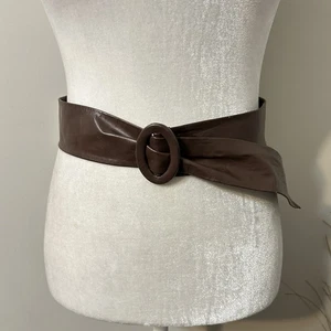 "Cinturón de cintura marrón de 2"" de ancho cincha de cuero punteado vintage sin marca para mujer forrado S/M" - Imagen 1 de 10