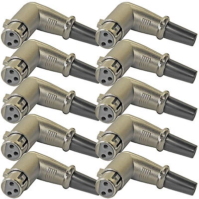 PACK 10 ÁNGULO RECTO 90 grados 3 pines XLR F HEMBRA conector jack micrófono cable enchufe Foto 1 de 4