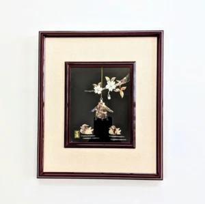 Vintage Chinese Artwork Carved Abalone Shell MOP & Pearl Oyster 3D Shadow Box - Picture 1 of 9