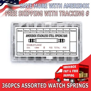 360pcs Watch PINS SPRING BARS Band Strap Link 8-25mm Repair Kit Stainless Steel - Picture 1 of 6