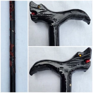Vintage Dragon Asian Themed Walking Stick Cane Carved Wood Composite 36" - Picture 1 of 24