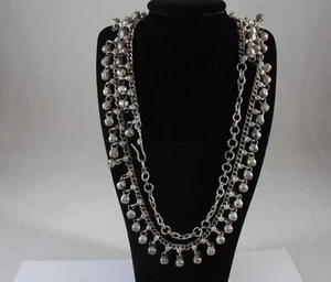 Belly Dance Tribal Silver Tone Chain Necklace Bracelet 38” India Clamshell Balls - Picture 1 of 9