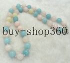 Natural 6/8/10/12Mm Colorful Morganite Round Gemstone Beads Necklace 18" Aaa+