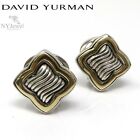 NYJEWEL David Yurman 18k Gold Silver 23mm Quatrefoil Cable Omega Back Earrings