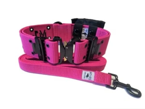 M1-K9 Pro Series Big Military Dog Collar w/ Leash & Pouch, Hot Pink - Picture 1 of 5