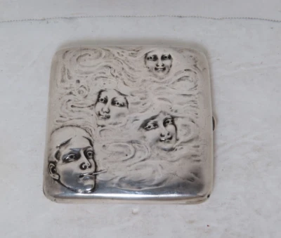 纯银香烟盒 Art Nouveau R. Blackington & Co Man 女式烟雾 — 第 1/4 张图片