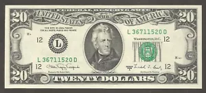 United States of America 20 Dollars 1988A; UNC; F-2076L; Jackson; San Francisco - Picture 1 of 2