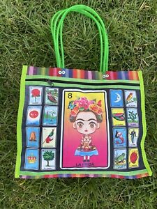 Frida Kahlo Tote Lotería Mesh Bag Mexican Market Mercado Beach Handmade Bag