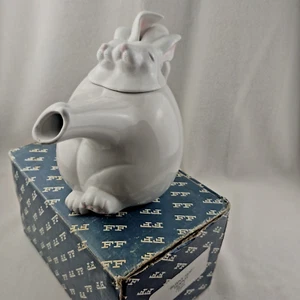 Fitz & Floyd Tango Bunny Teapot Dancing Cheek to Cheek Vintage with Original Box - Picture 1 of 15