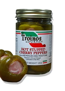 Troino's Gourmet Hot Stuffed Cherry Peppers Prosciutto & Provolone 12 Ounce USA - Picture 1 of 1