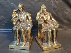 Bookend vintage presidente Abraham Lincoln in ottone bronzo riflessione - Foto 1 di 20