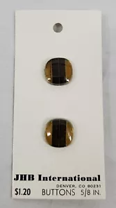 VINTAGE ~ Clear w/Brown Stripe Buttons - 2 Ea. #38030 5/8" - By JHB Int'L - 01 - Picture 1 of 7