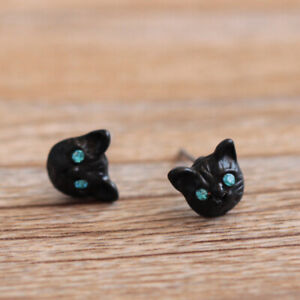 Cat Opal Earrings Black Silver Hook Dangle Ear Stud for Women Party Jewelry Gift