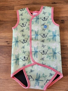 Girls Baby Green And Pink Swimming Costume/Wetsuit/Wrap 6- 18 Months Spf 50 - Picture 1 of 5