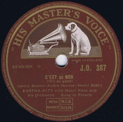 EARTHA KITT C'est Si Bon b/w African lullaby UK 78rpm 1953 shellac HMV JO 387 - Image 1 of 2