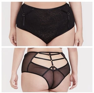 Neu Neu mit Etikett Torrid Übergröße 1 1X XL Torrid schwarz Spitze Harness hohe Taille Höschen - Bild 1 von 11