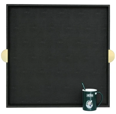 Bandeja cuadrada para servir extra grande de cuero sintético de 23,6 pulgadas con asas para cama de café Foto 1 de 4