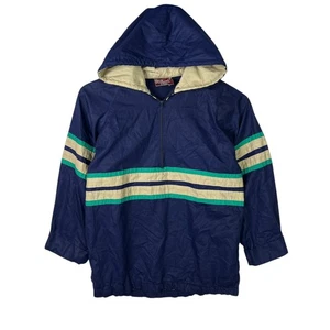 Vintage Windbreaker Hooded Jacket 60s Navy Blue Hush Puppies Boys Large 16/18 - Picture 1 of 10