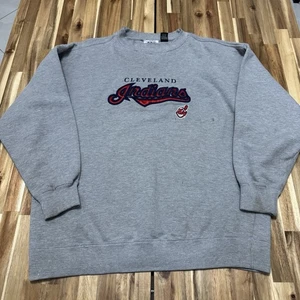 Vintage Cleveland Indians Sweatshirt Mens XL Gray Crewneck MLB Baseball Y2K - Picture 1 of 9