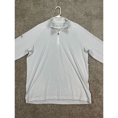 Camiseta de golf Under Armour para hombre XL gris a rayas manga larga 1/4 cremallera logotipo Foto 1 de 4