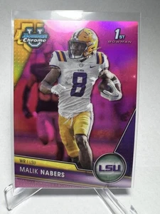 Bowman University 2023 cromo - Malik Nabers #74 refractor rosa (RC) - Imagen 1 de 2