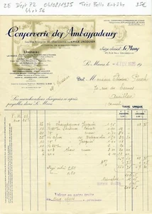 Dépt 72/44/56 - Le Mans 45 Rue P Courboullay - Superbe Entête Conserverie - 1935 - Picture 1 of 1