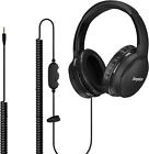 19.5Ft / 6M Extra Long Cord Headphones for TV PC with Volume Control, Spring Coi