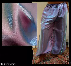 Pantalones harén danza del vientre rosa con brillo azul hielo - Imagen 1 de 1