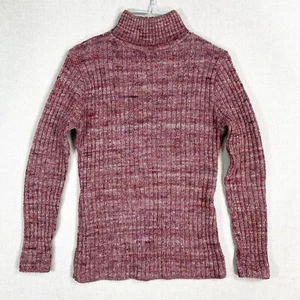 VINTAGE 60s Mod Atomic Fleck Turtleneck Sweater Women Small Red 1960s S23 - Picture 1 of 12