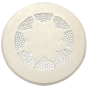 15" White Marble Round Coffee Table Top Grill Inlay Work Living Room Decorative