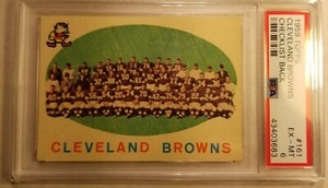 1959 Topps Football Cleveland Browns Team #161 PSA 6 BROWNS NM-MT SET BREAK