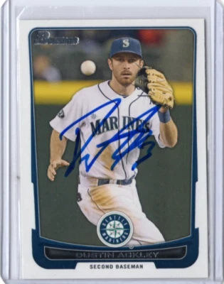Tarjeta #143 firmada autografiada por papel Bowman de Dustin Ackley MLB Mariners 2012 Foto 1 de 2