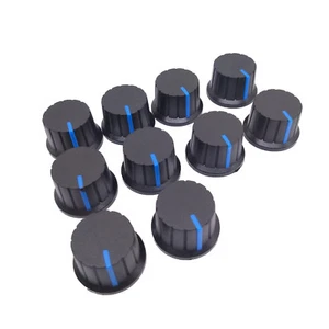 US Stock 10pcs Hi-Fi CD Volume Tone Control Potentiometer Knob 6mm Black Blue - Picture 1 of 5