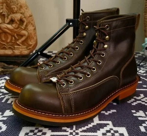 Herren Handgefertigt Leder Affe Holzfäller Schnürstiefel US 10 EU 44 - Bild 1 von 23