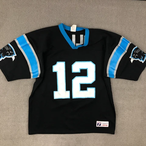 Vintage Carolina Panthers Jersey Men Large Black Kerry Collins Logo 7 Football Cover