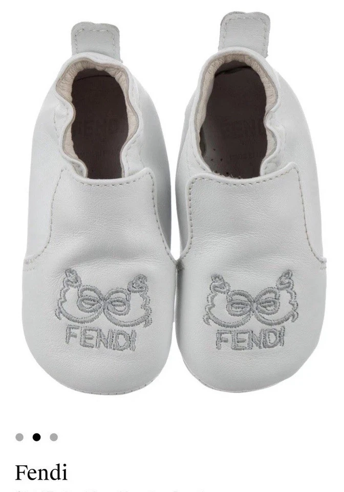 Botines de bebé Fendi de cuero genuino blanco Foto 1 de 4