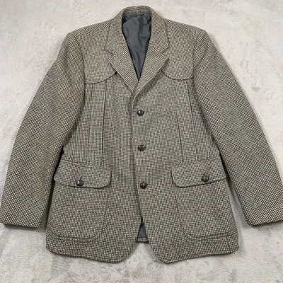 M & S Tweed Jacket Mens 42 R Grey Norfolk Wool England Blazer Military Hunting - Image 1 of 4